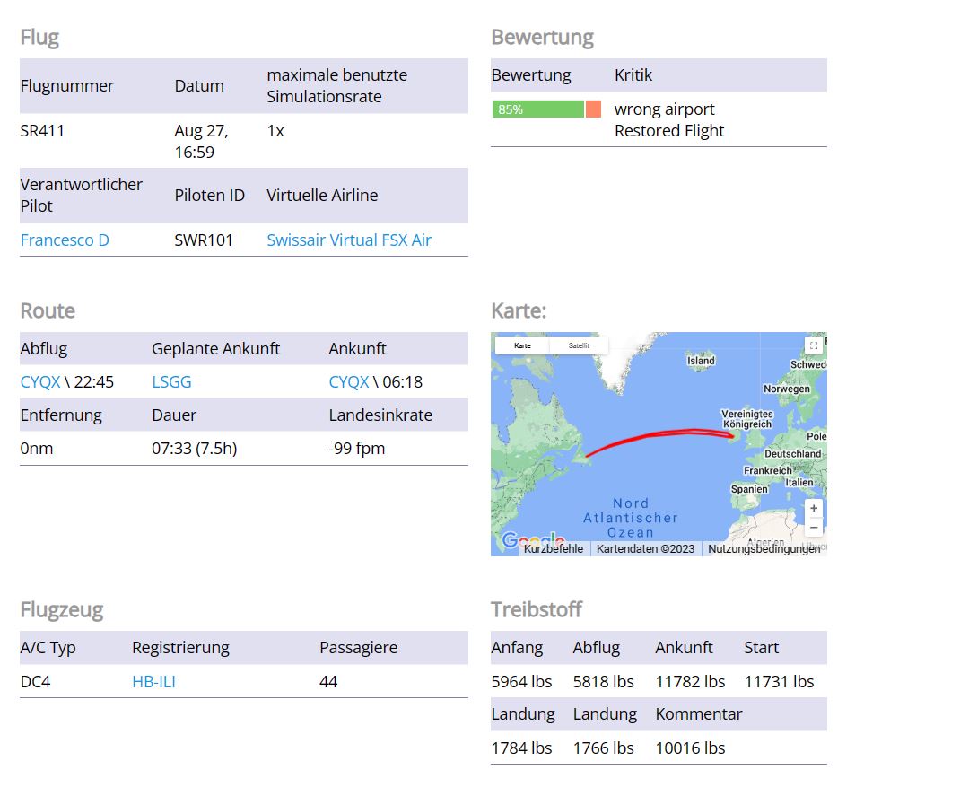 report after the flight.